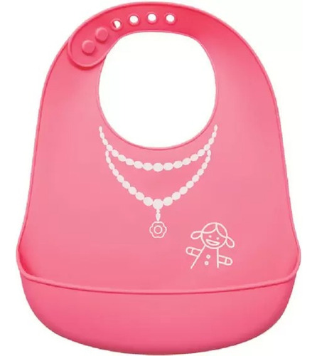 Babador De Silicone Buba Com Pega Migalhas Menina - Rosa