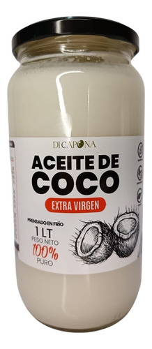 Aceite Coco Orgánico Extra Virgen 2x1 Litro Di Capona Vidrio
