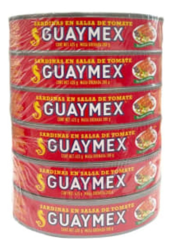 Sardinas Guaymex En Salsa De Tomate 6 Pzas De 425 G