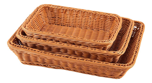 Cesta De Pan De 3 Piezas, Cesta De Frutas Tejida A Mano,