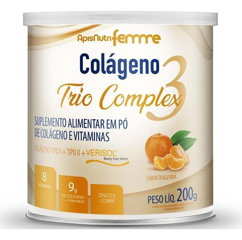 Colágeno Trio Complex Apisnutri Tangerina 200g 