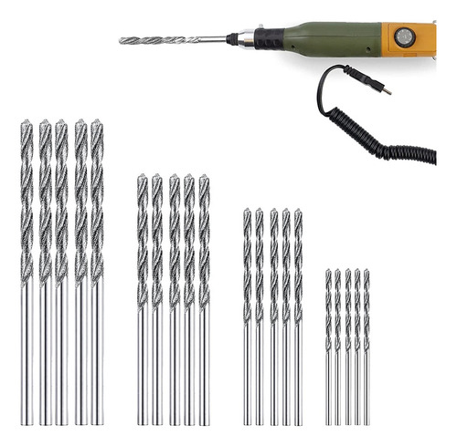 Diamond Drill Bit Set 20 Pieces 4 Sizes 1mm 1.5mm 2mm 2.5mm