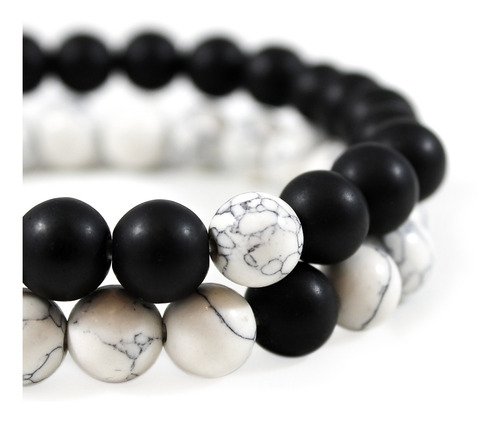 Imagen 4 de 10 de Pulseras Para Parejas Piedras Naturales Ónix