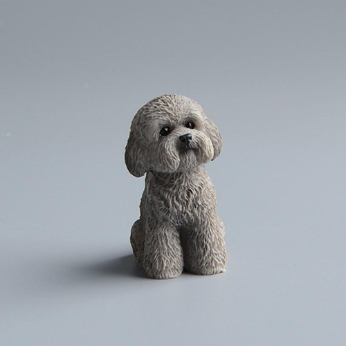 Figura En Miniatura De Perro, Accesorios Gris En Cuclillas