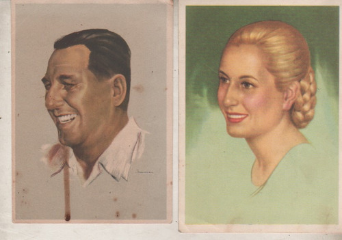 2 Antiguas Tarjetas Retrato ** Peron Y Evita * Años 50 