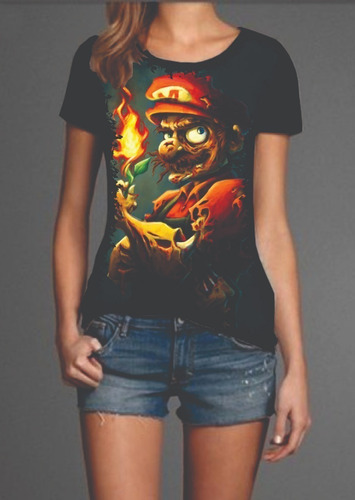 Blusa Fem. 5%off Super Mario Zumbi Premium Personalizada Top