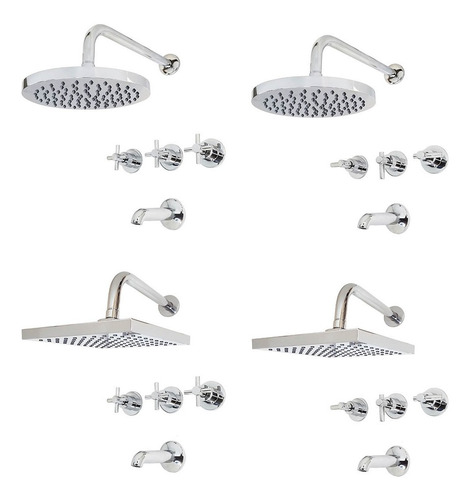 Combo Griferia Baño Cierre Ceramico Lever Cruz Duchon Grande