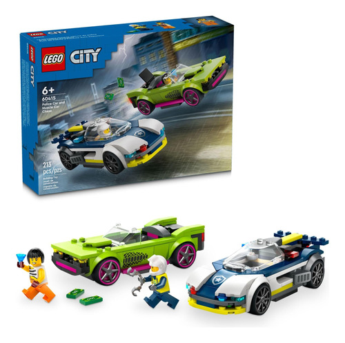 Lego City Police Car Y Muscle Car Chase, Vehículo De Emergen