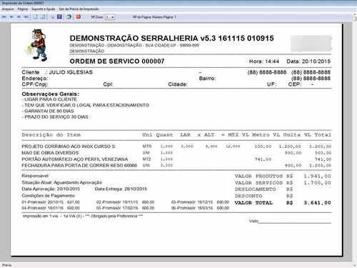 Programa Para Serralheria Com Vendas E Financeiro 5.3 Plus