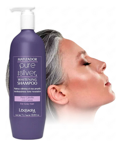 Shampoo Pure Silver Matizador Canas Loquay® 1 Litro