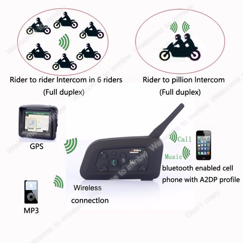 Intercomunicador Bluetooth Para 2 Cascos Moto Alcance 1200m