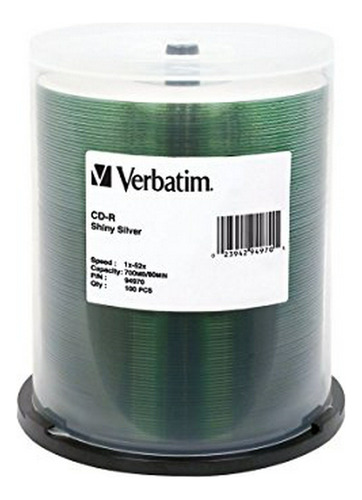 Verbatim Cd-r 700 Mb 52x Plata Brillante Pantalla De Seda Pa