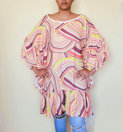 Imagem 8 de 9 de Vestido Kaftan Feminino Tecido Curto Iara