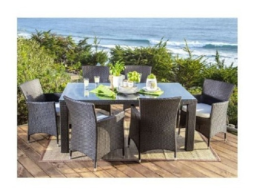Juego De Comedor 6 Puestos Rattan Terraza Exterior Jardin