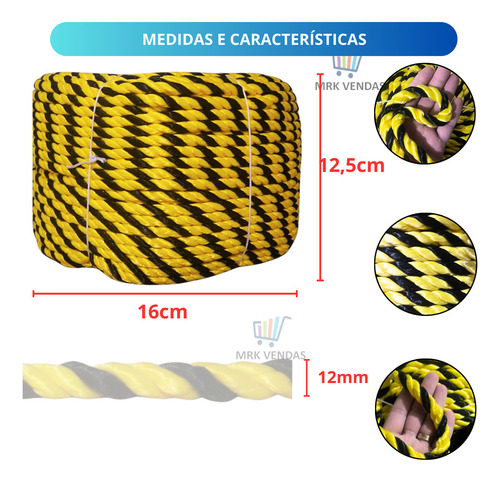 Corda Zebrada 12mm 100m Carnaval Praia Sinalização Contenção