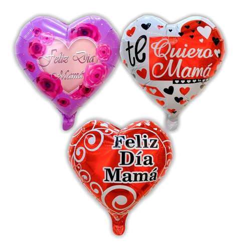 Set 12 Globos Metálicos Día De La Mama 45 Cm Sin Varillas