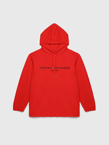 Sudadera Roja Curve Essentials Logo Tommy Hilfiger De Mujer