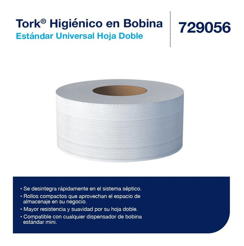 Imagen 2 de 4 de Tork Higienico En Bobina Universal Hd 12 Rollos / 180 Mts
