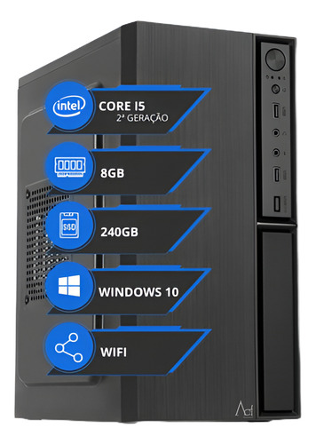 Pc Computador Cpu Intel Core I5 8gb Ssd 240gb + Wifi + Nfe
