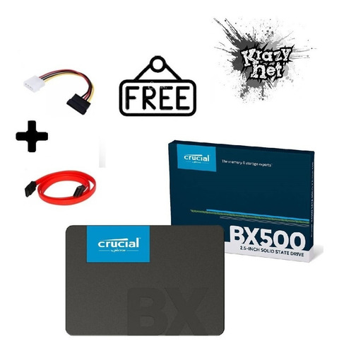 Imagen 2 de 5 de Disco Estado Solido Ssd 480gb Crucial Bx500 + Cables Sata