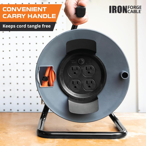 Iron Forge 50 Ft Extension Cord Reel With 4 Electrical ...
