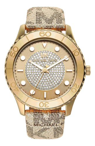 Michael Kors Womens Runway Reloj De Pvc Dorado Con Tres Mane