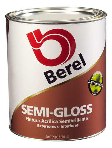 Pintura Acrílica Semi Brillante  Semi-gloss 1 Litro Berel 