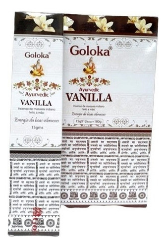 Incenso Goloka Ayurvedic Vanilla 1 Cx C/12 Caixinhas 15g Fragrância Baunilha