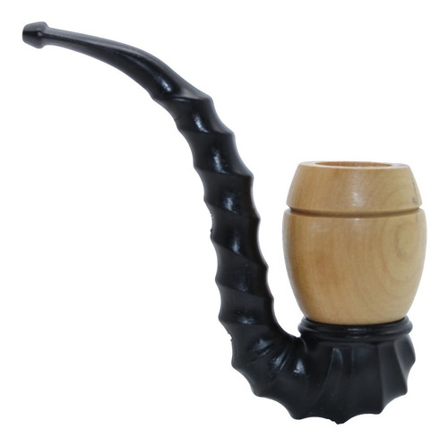 Cachimbo De Madeira De Rosca Curvo Cavalo Marinho Resina Cor Clara