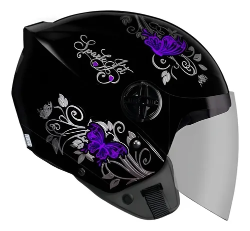 Capacete Ebf Spark Jet Borboleta Aberto Feminino Moto