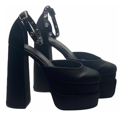 Zapatillas Mujer Plataformas Moda Negro  Tacón Alto