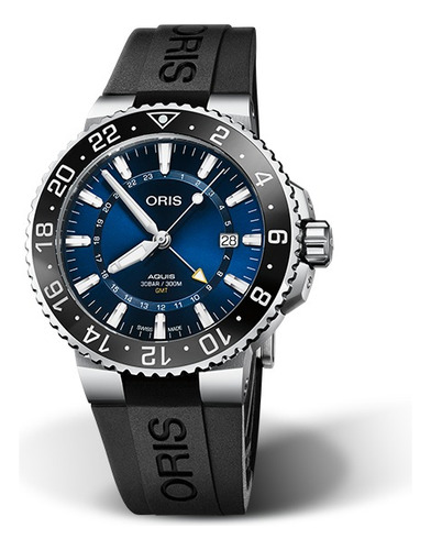 Reloj Oris Aquis Gmt Date Automático Caucho Original