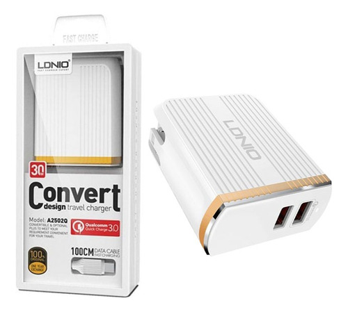 Cargador Ldnio A2502q 30w Dual Usb Adaptador De Pared