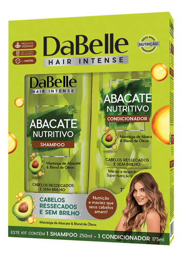 Kit Dabelle Hair Intense Abacate Nutritivo Shampoo 250ml + C