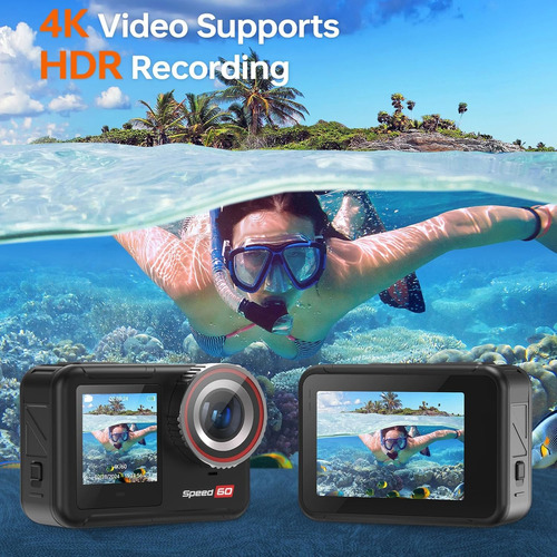 Cámara De Acción 4k 60fps 48mp Wifi, Pantalla Táctil 2.35