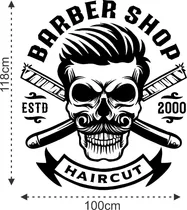 Comprar Adesivo Barbearia 118x100cm Barbeiro Bigode Salão Porta  