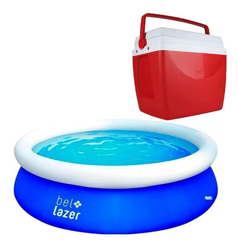 Piscina Inflável Pvc 2500l Bel + Caixa Térmica 34l Vermelha