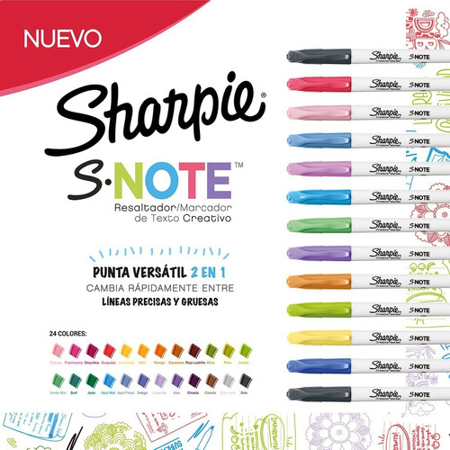 Imagen 5 de 8 de Marcadores Sharpie S-note X 24 Colores Resalta/subraya