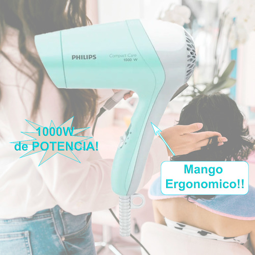 Secador De Pelo Philips Cabello Viaje 1000w Profesional Celeste
