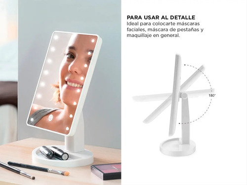 Imagen 3 de 8 de Espejo Con Luz Led Para Maquillaje Tactil 360 A Pilas