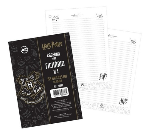 Refil Folhas P Fichário 1/4 Harry Potter 96fls - Kit Com 3