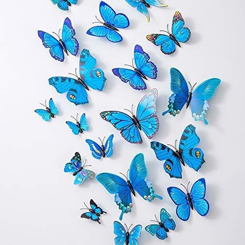Stickers 3d Mariposas Azules X 36u