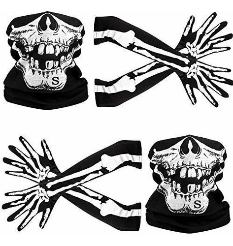 Disfraz Hombre - Tatuo White Skeleton Long Gloves And Skull 