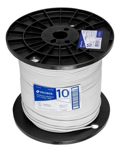 Carrete 500mt Cable Calibe 10 Thhw-ls Blanco Volteck 40114