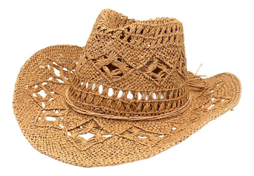 Sombrero De Sol Para Mujer, Ala Ancha, Trenzado, Verano, Paj
