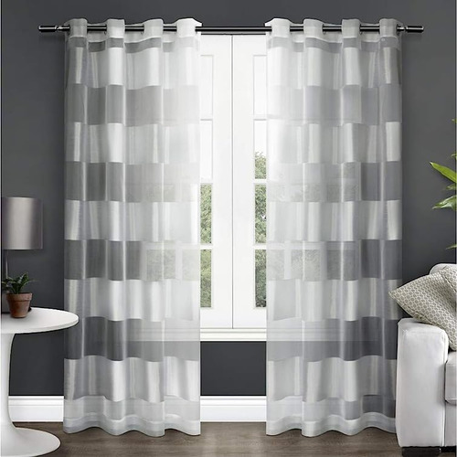 Exclusive Navarro Cortinas Ventana A Rayas Translucida Con A