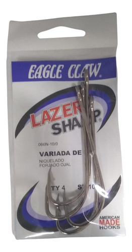 Anzuelos Eagle Claw 066n 10/0 Dorado Surubi X4u Pata Larga