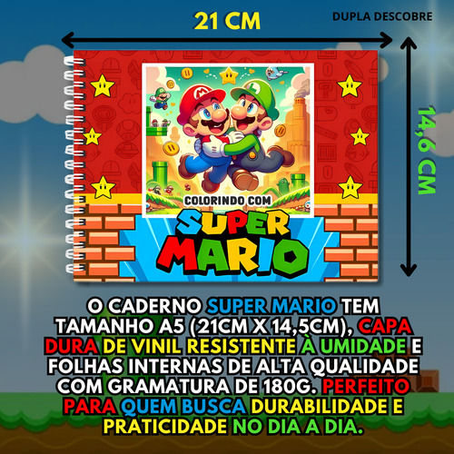 Livro De Colorir Mario Bros Capa Dura Com Desenhos Relaxamento, Combater O Estresse E Estimular A Criatividade! Presente Incrível Para Crianças E Adultos