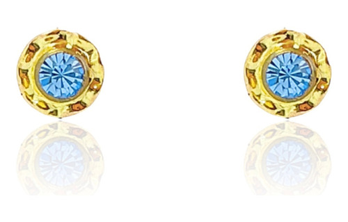 Aros Abridores Flor Azul De Oro 14k (número 2 - 5 Mm)