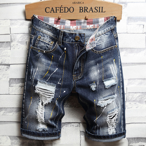 Shorts Jeans Masculino Calça Rasgada